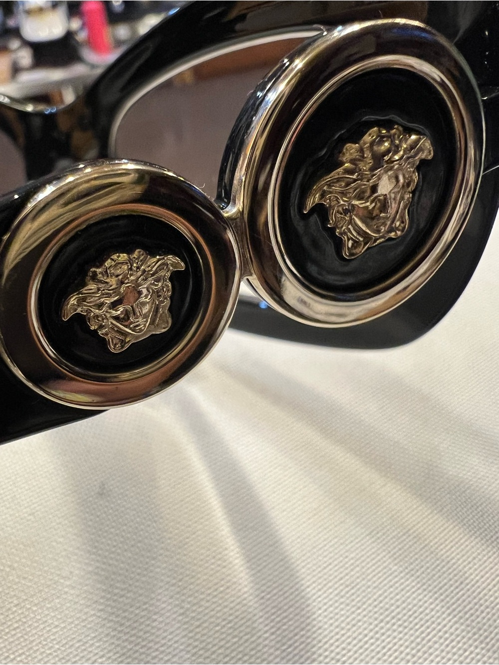 Versace Medusa Oversized Square Black with Gold Medallion Logo - Picture 6 of 10